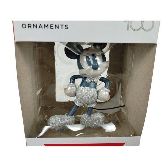 Hallmark Disney 100 Mickey Mouse Silver Sparkle Glitter Christmas Ornaments - Picture 5 of 11
